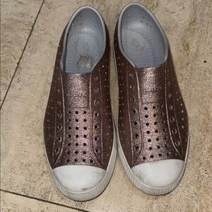 Native Shoes Metallic Goldish Tan Slip-On Sneakers